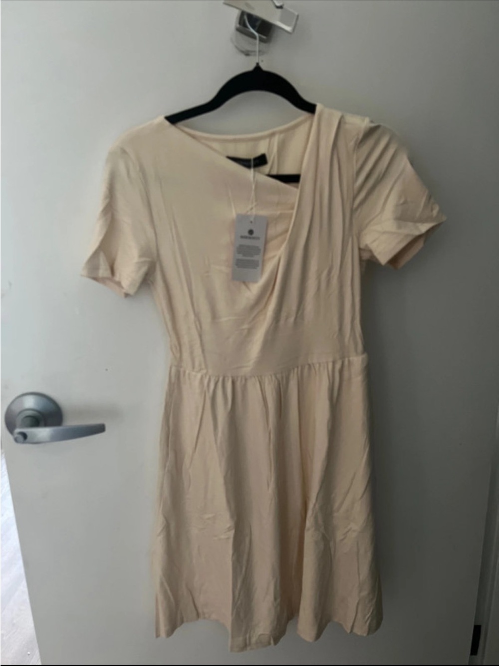 Soft Cream Short Sleeve A-Line Dress